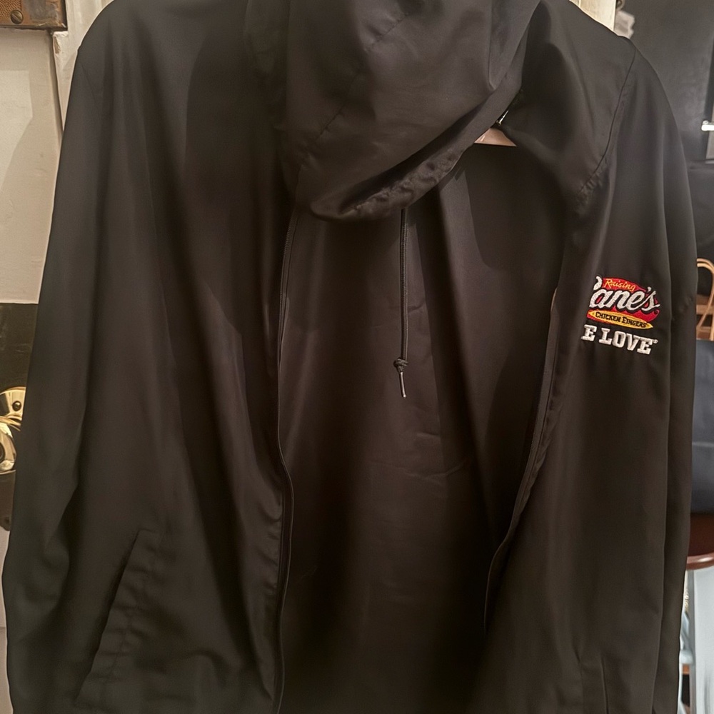 Men’s Raising canes Black Hooded windbreaker
